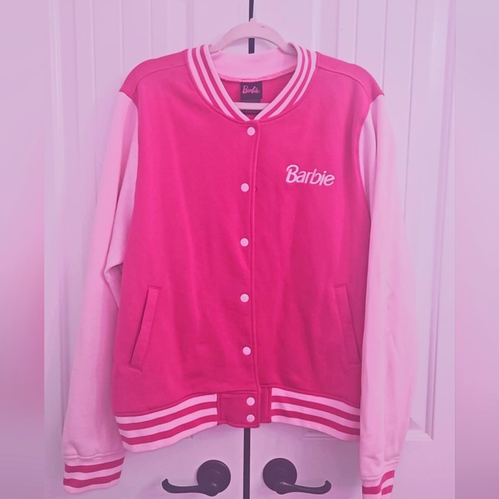 Barbie Pink and White Varsity Jacket